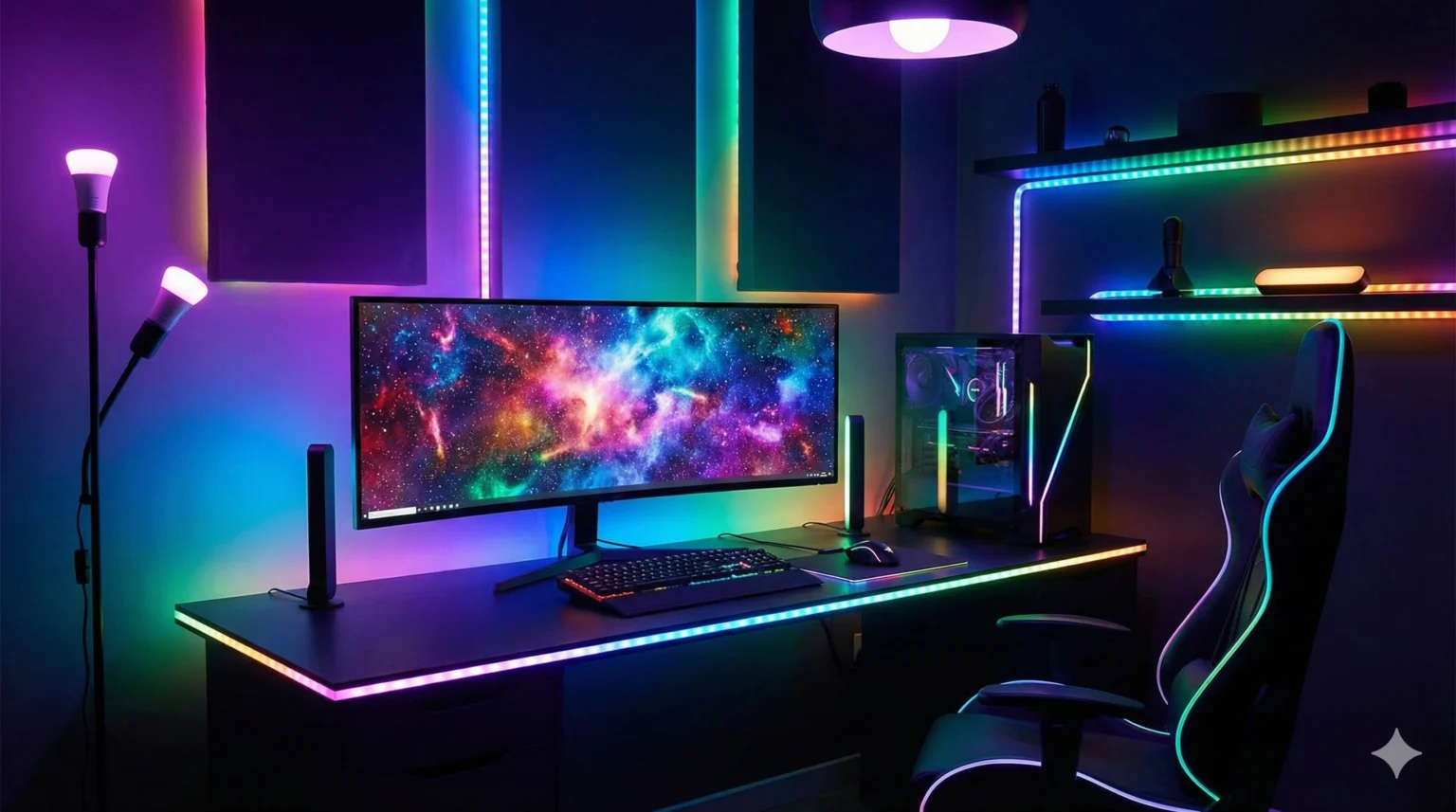 RGB Lighting Gaming Setup 2025 LED strips, smart lighting and Philips Hue integration for immersive ambience